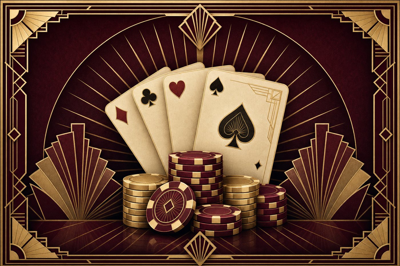 Art-Déco-Motiv in Wein und Gold – CasinoBonus