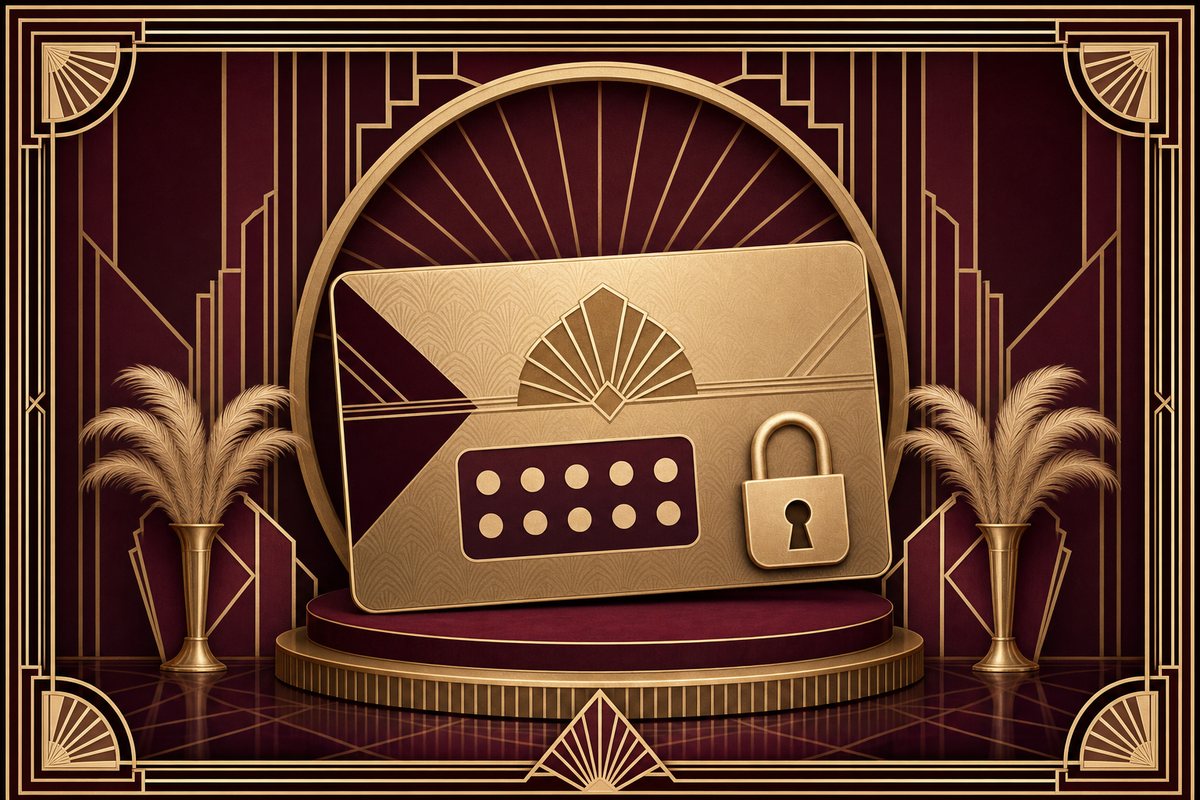 Paysafecard als Zahlungsmethode im Online Casino – Art-Déco-Motiv